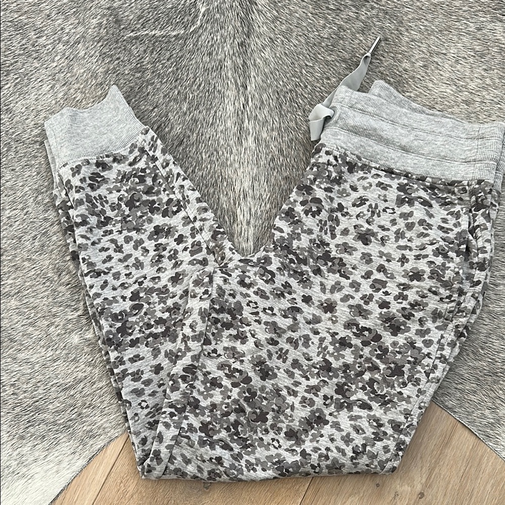 Gray Leopard Print Joggers